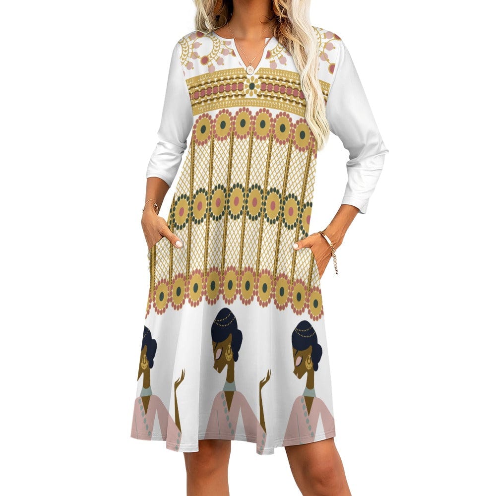 Touch of India 7-point sleeve dress - 4 colors - women's dress at TFC&H Co.