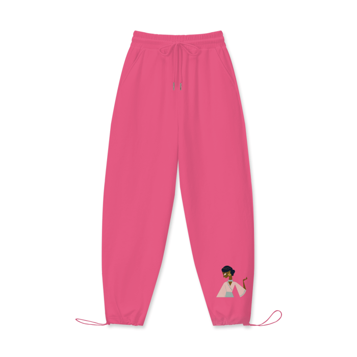 Hot Pink Touch of India Women's 100% Cotton Drawstring Hem Sweatpants - women's sweatpants at TFC&H Co.