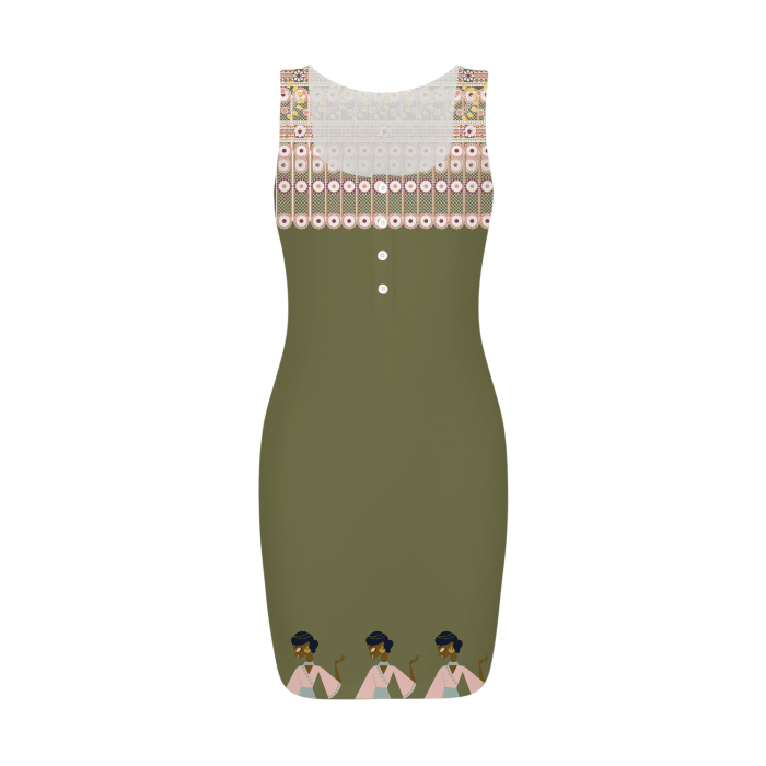 Olive Branch - Touch of India Women's Square Neck Bodycon Dress - 13 colors - womens dress at TFC&H Co.
