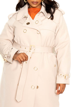 - Trench Coat With Golden Button Voluptuous (+) Size - Ships from The US - womens coat at TFC&H Co.