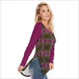 multi-colored - Tribalist Women's V-Neck Long Sleeves with Side Zip T-shirt - womens top at TFC&H Co.