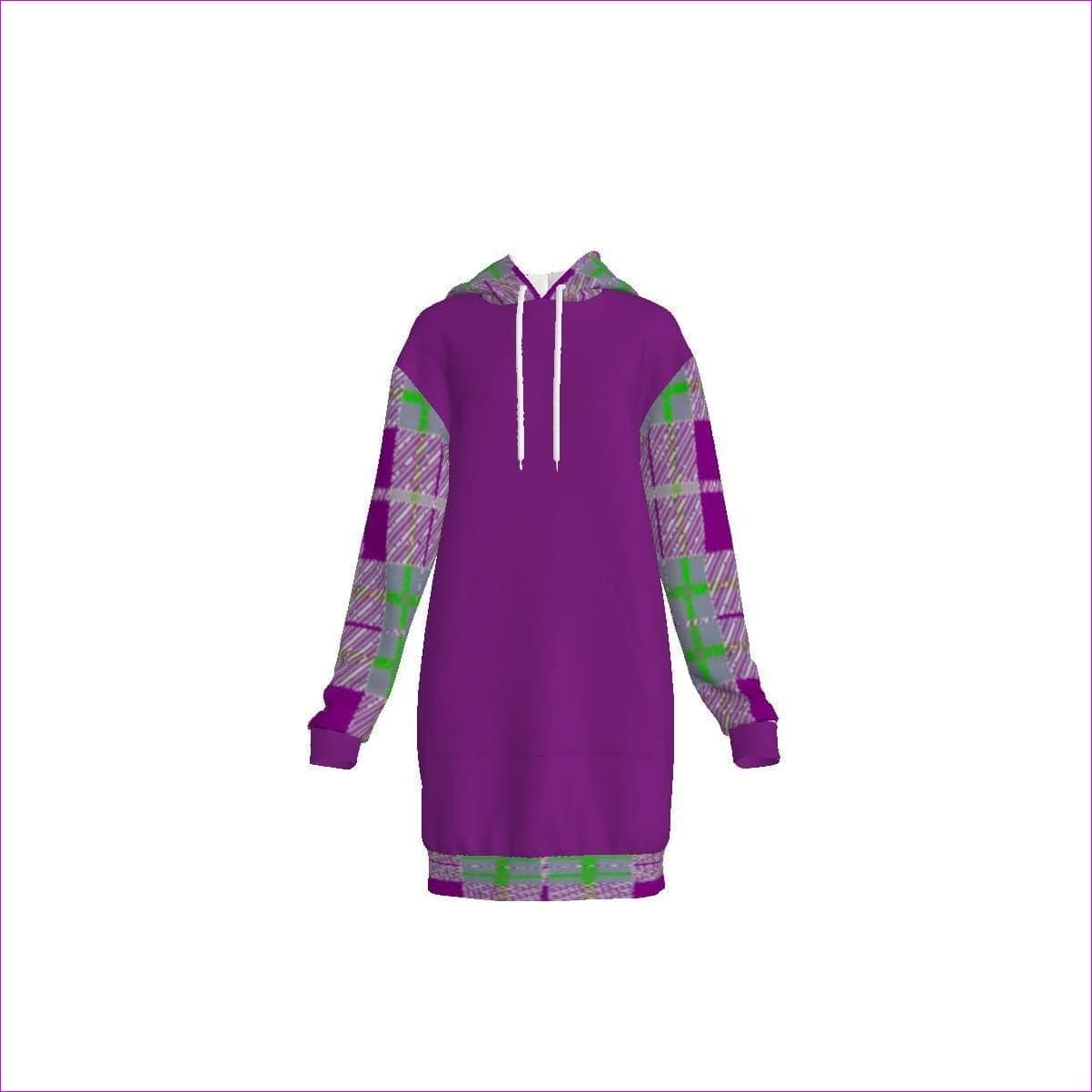 Tribute to Plaid Hooded Sweatshirt Dress - purple - women's hoodie dress at TFC&H Co.