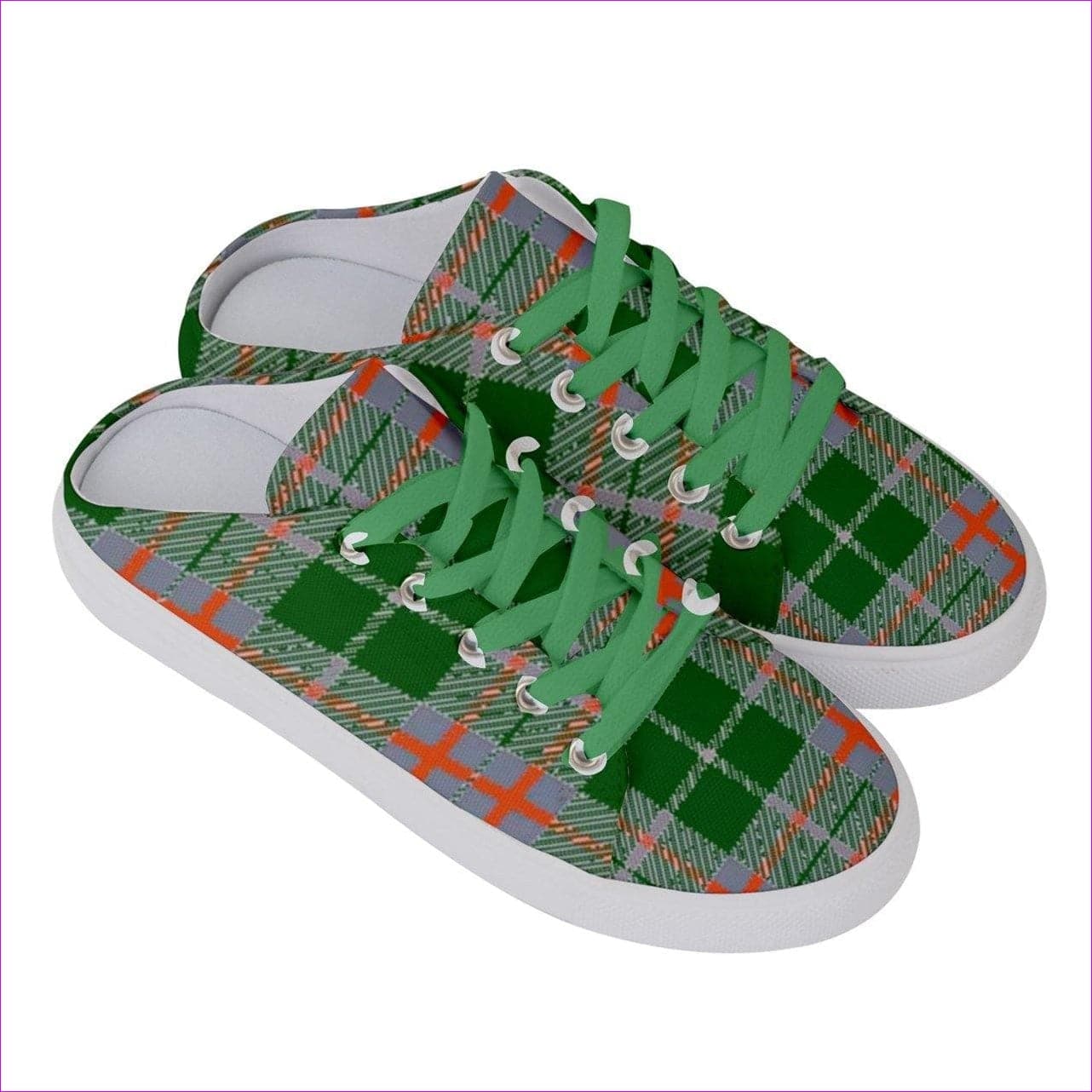 Tribute to Plaid Women's Half Slippers - Green - women's shoe at TFC&H Co.