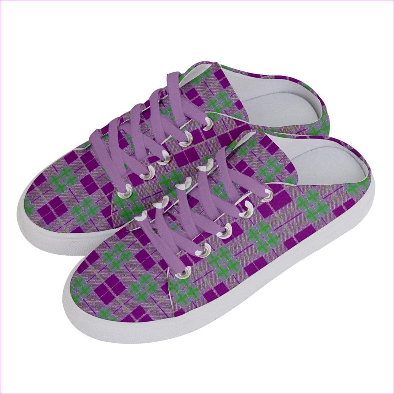Tribute to Plaid Women's Half Slippers - Purple - women's shoe at TFC&H Co.