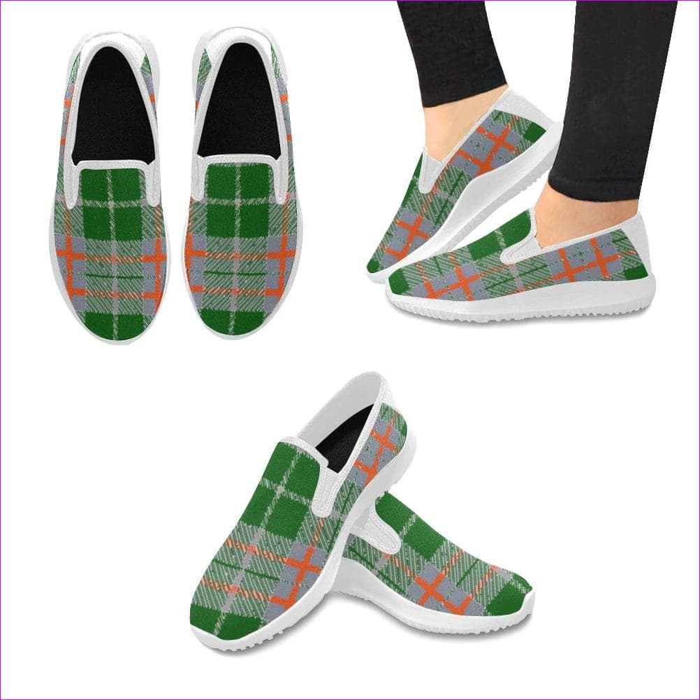Tribute to Plaid - Green Orion Slip-on Canvas Women's Sneakers (Model042) Tribute to Plaid Women's Orion Slip-ons - women's shoe at TFC&H Co.