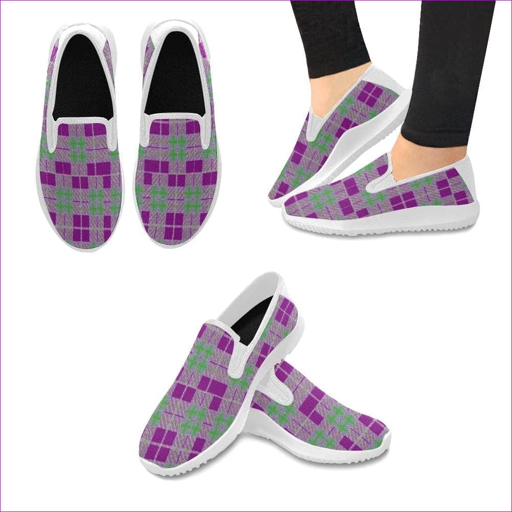 Tribute to Plaid - purple Orion Slip-on Canvas Women's Sneakers (Model042) Tribute to Plaid Women's Orion Slip-ons - women's shoe at TFC&H Co.