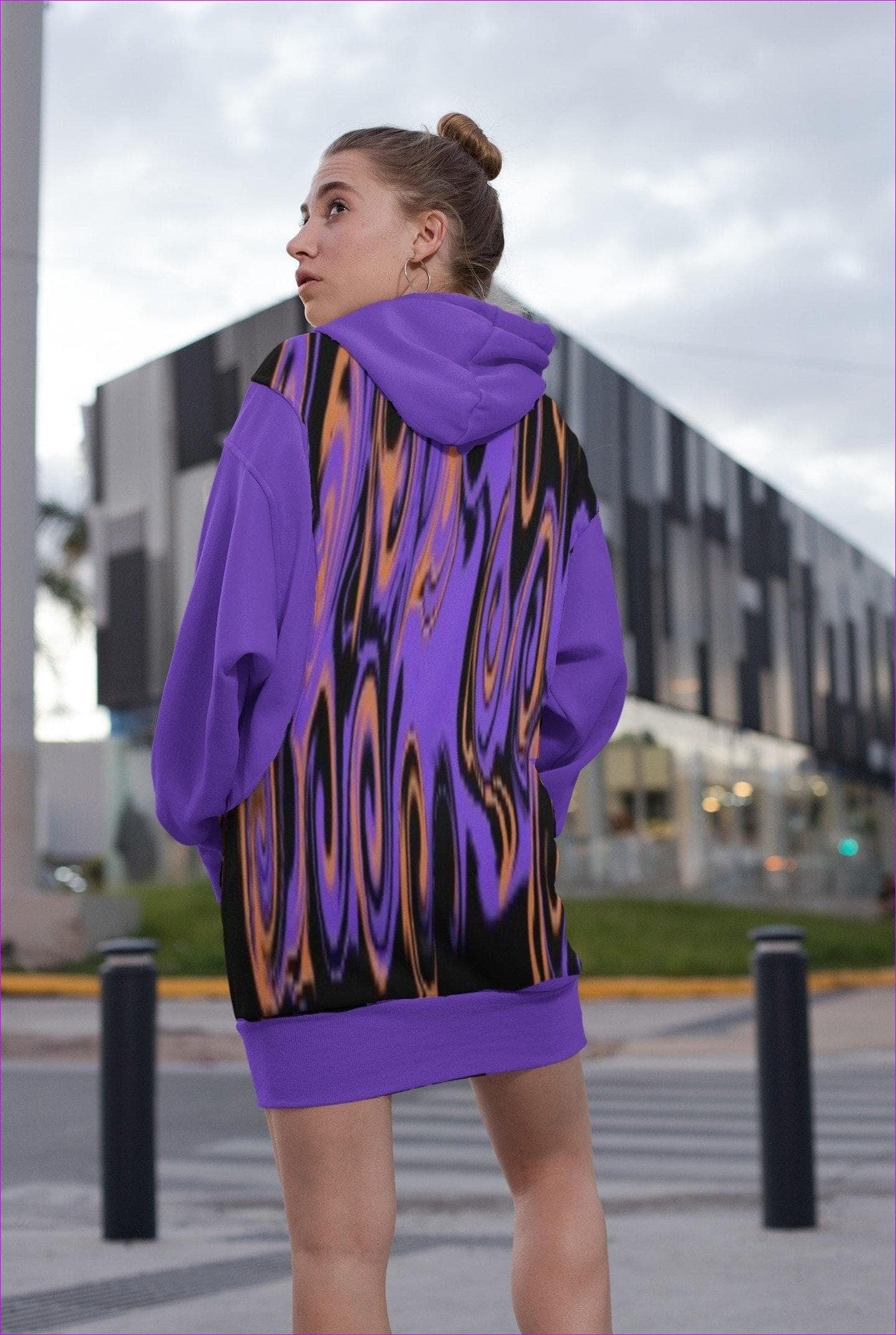 multi-colored S Trip 2 Fleece Hoodie Dress - women's hoodie dress at TFC&H Co.