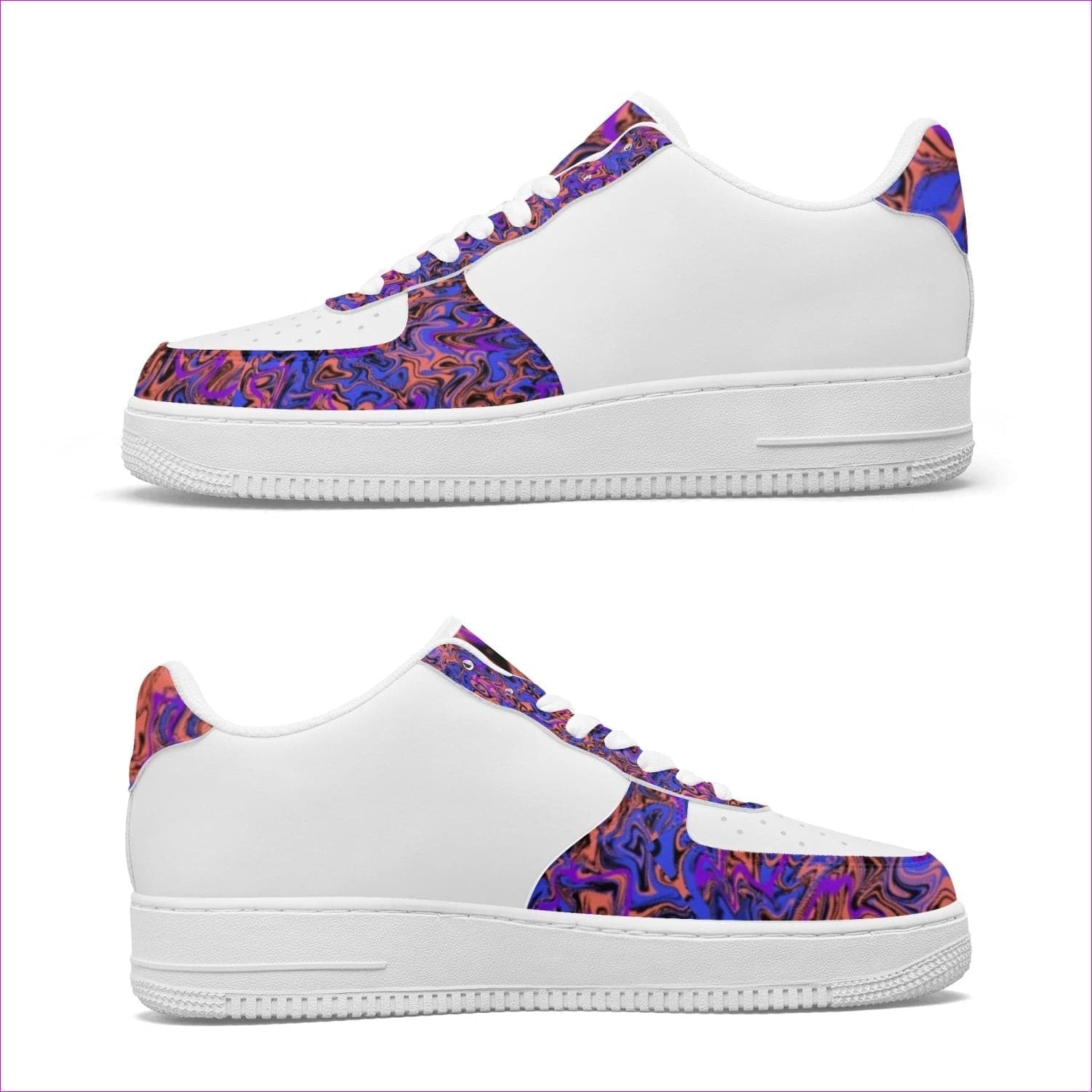 White Trip Low-Top Leather Sports Sneakers - unisex basketball shoes at TFC&H Co.