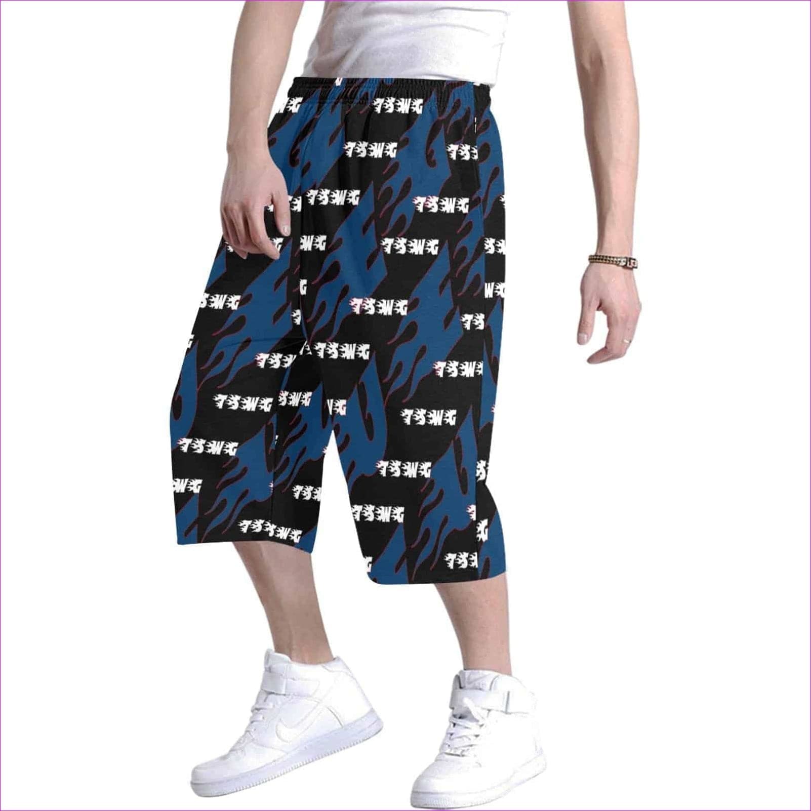TSWG Fuego Flame Blue 2 Men's All Over Print Baggy Shorts (Model L37) - TSWG Fuego Flame Baggy Shorts for Men - 2 styles - mens shorts at TFC&H Co.