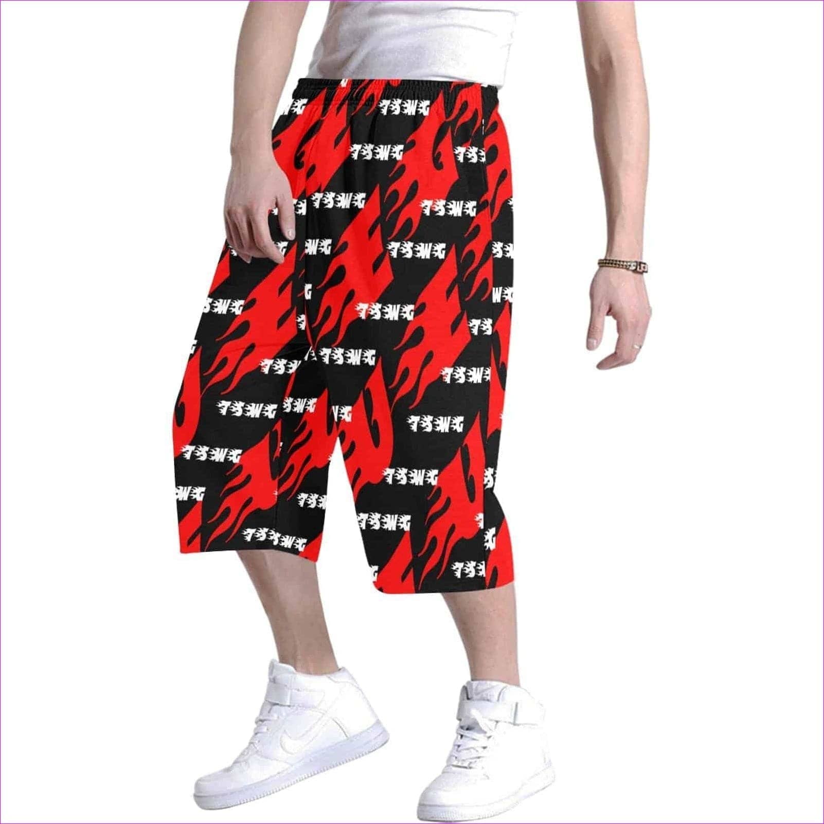 TSWG Fuego Flame 2 Men's All Over Print Baggy Shorts (Model L37) - TSWG Fuego Flame Men's Baggy Shorts - Red - 2 styles - mens shorts at TFC&H Co.