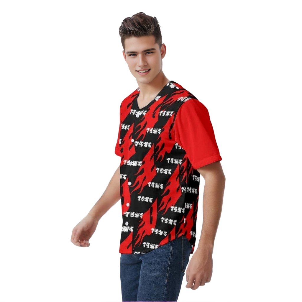red - TSWG Fuego Flame Men's Baseball Jersey - Mens Top at TFC&H Co.