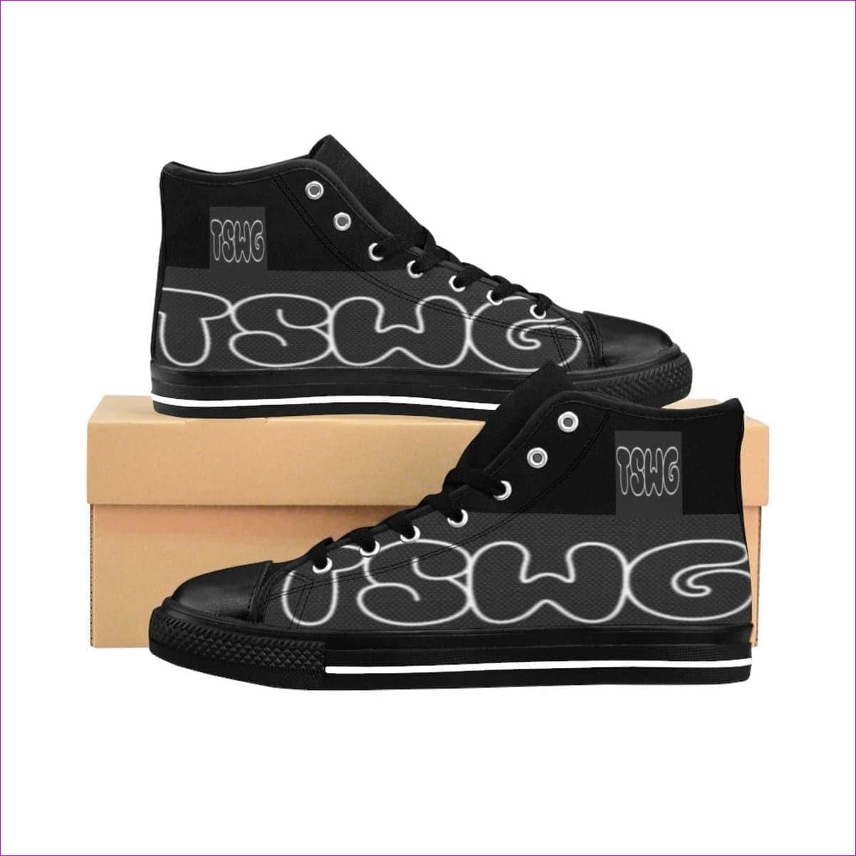 Black TSWG (Tough Smooth Well Groomed) Men's High-top Sneakers - men's shoe at TFC&H Co.