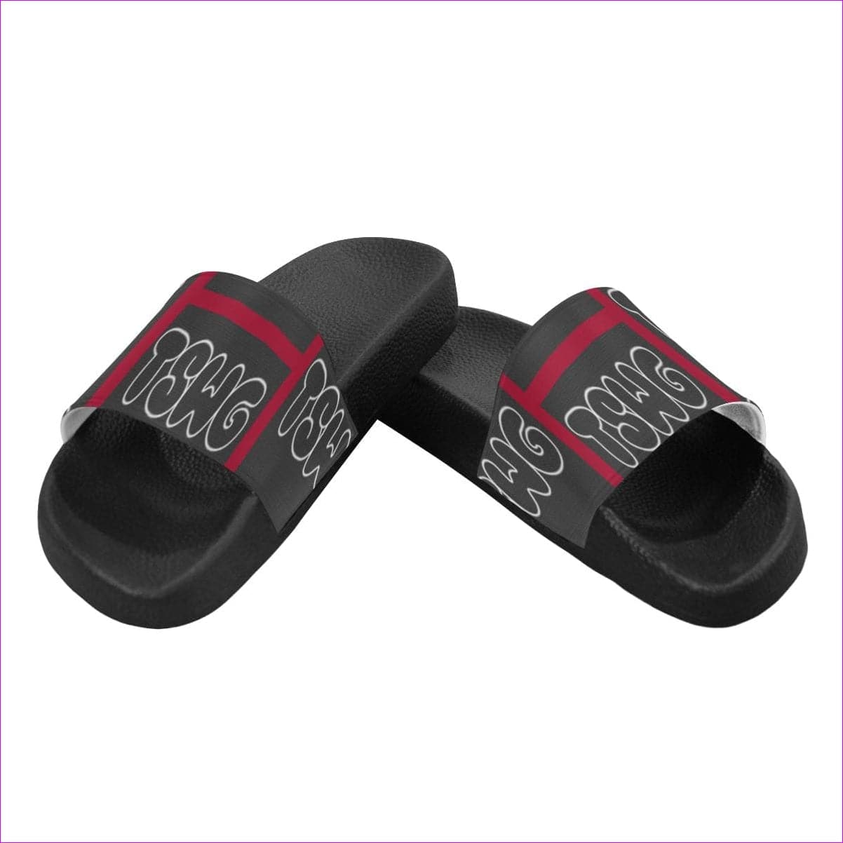 TSWG (Tough Smooth Well Groomed) Red Block Slides* Men's Slide Sandals(Model 057) - TSWG (Tough Smooth Well Groomed) Men's Slide Sandals - mens shoe at TFC&H Co.