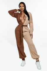 BROWN - Two Toned Oversized Cozy Jumpsuit - 2 colors - ships from The US - womens jumpsuit at TFC&H Co.