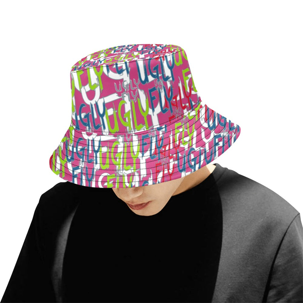 ONE SIZE UGLY FLY - PINK MEN'S ALL OVER PRINT BUCKET HAT - Ugly Fly Bucket Hat -5 colors - Bucket Hat at TFC&H Co.