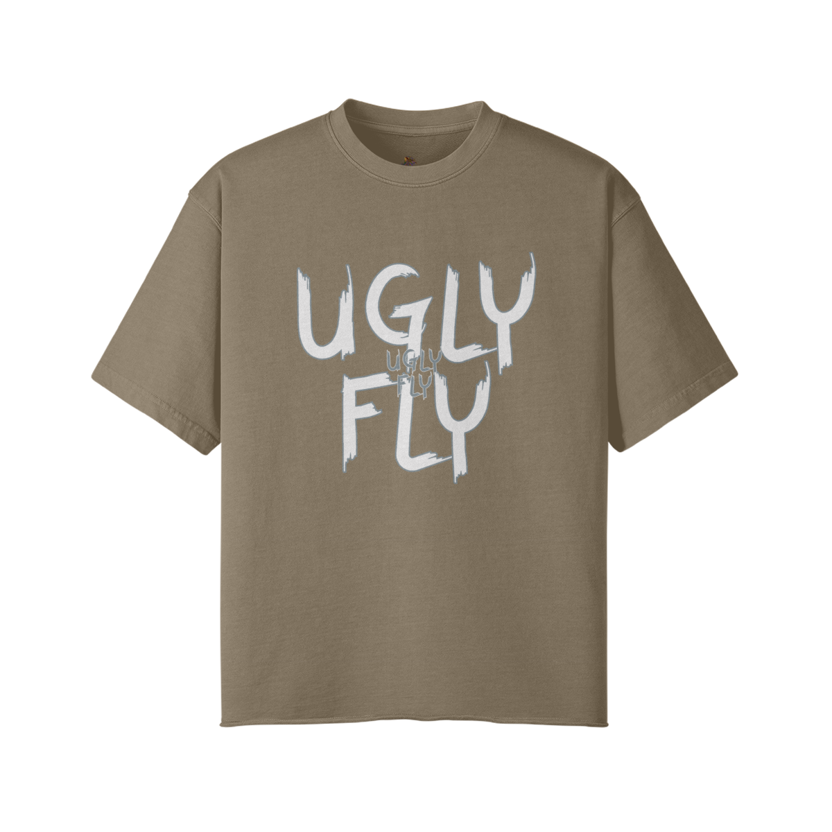 Khaki - Ugly Fly Unisex Faded Raw Hem T-shirt - Unisex T-Shirt at TFC&H Co.