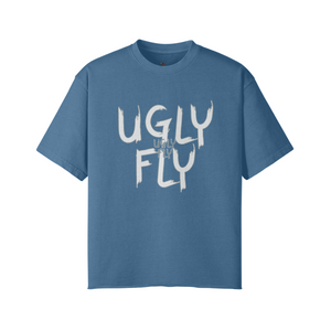 Medium Blue - Ugly Fly Unisex Faded Raw Hem T-shirt - Unisex T-Shirt at TFC&H Co.