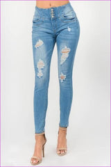 Light Wash - Ultra High Rise Ripped Jeans - womens jeans at TFC&H Co.