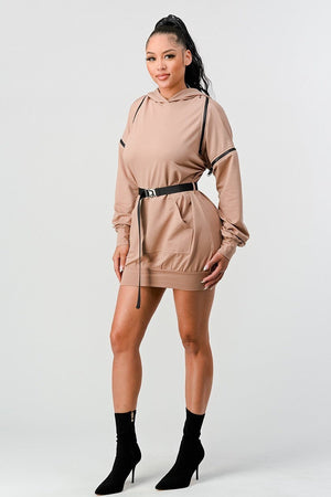 - UN-Zip It Long Sleeve Hooded Mini Dress - Ships from The US - womens dress at TFC&H Co.