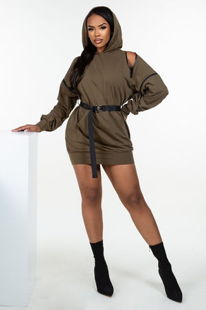 - UN-Zip It Long Sleeve Hooded Mini Dress - Ships from The US - womens dress at TFC&H Co.