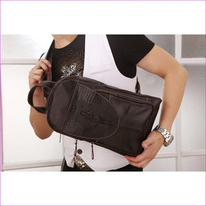 - Unisex Embossed Nappa Leather Sling Shoulder Bag Solid Color Black Grey / Dark Brown / Fall & Winter - Chest Bags at TFC&H Co.