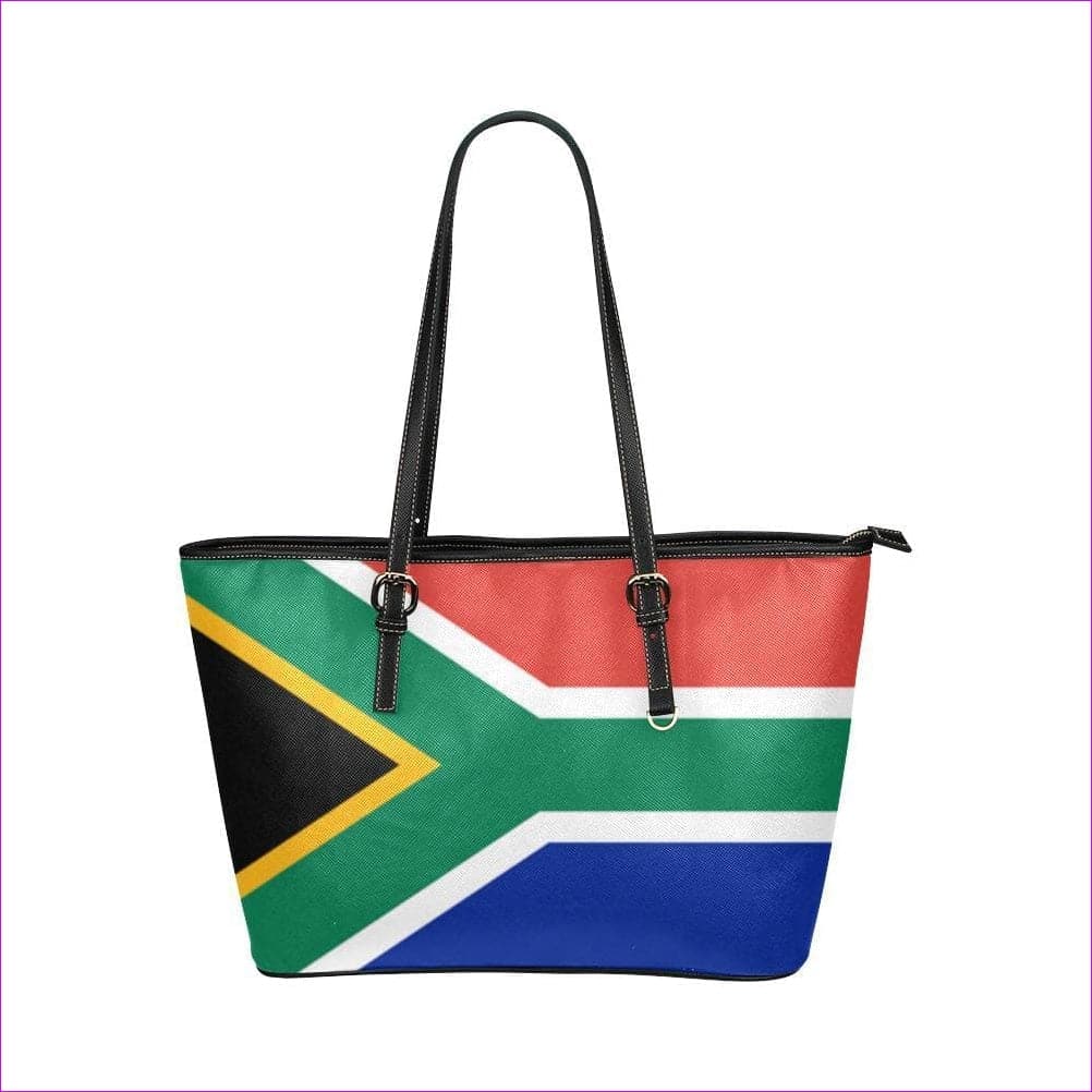 One Size African Flag Leather Tote Bag (Model 1651) (Big) US, ZA, CA Flag Leather Tote - handbag at TFC&H Co.