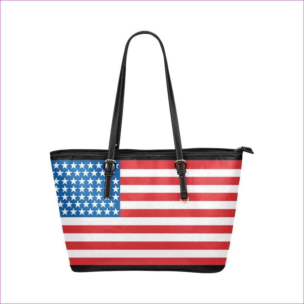 One Size American-flag-us-flag-american-usa-clipart-2 (1) Leather Tote Bag (Model 1651) (Big) - US, ZA, CA Flag Leather Tote - handbag at TFC&H Co.