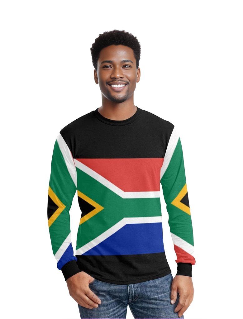 African Flag Men's Long Sleeve T-shirt(ModelT51) US, ZA, CA Flag Top & Pants Set or Seperate - men's top & pants set at TFC&H Co.