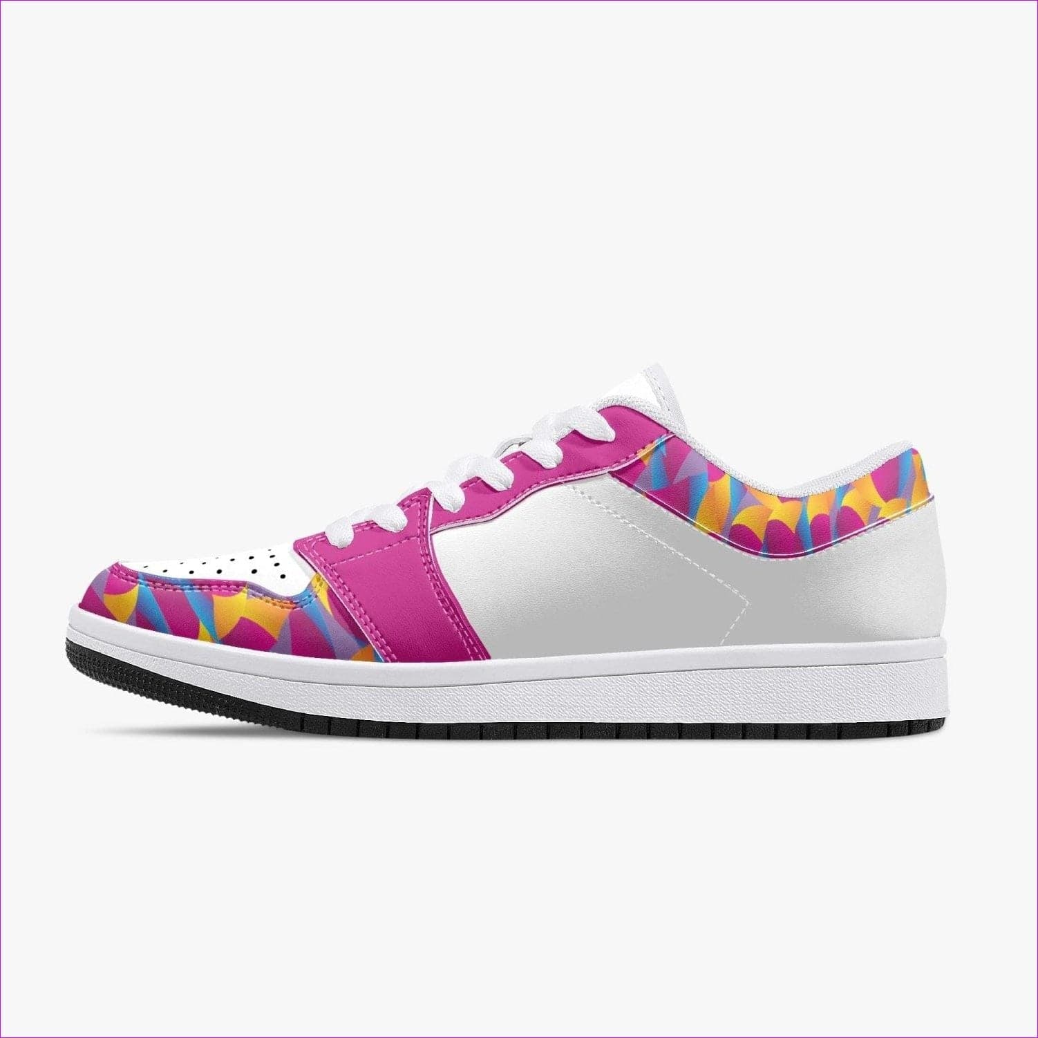 Multi-colored -White Vibrant Thang Low-Top Leather Sneakers - White/Black - women's shoe at TFC&H Co.