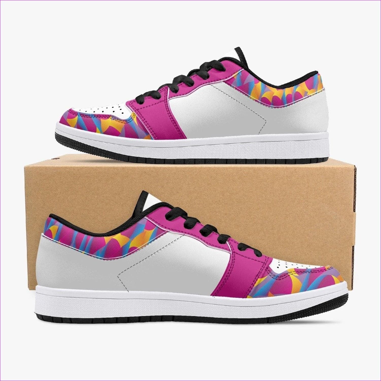 - Vibrant Thang Low-Top Leather Sneakers - White/Black - womens shoe at TFC&H Co.