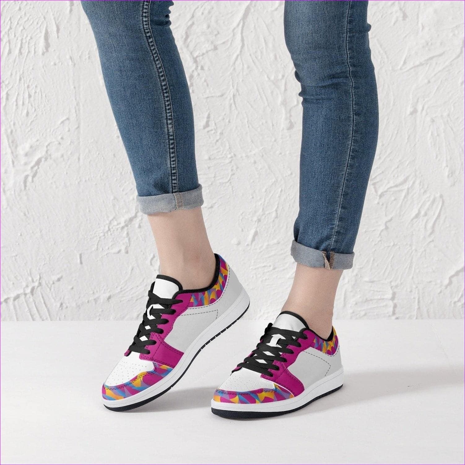 - Vibrant Thang Low-Top Leather Sneakers - White/Black - womens shoe at TFC&H Co.