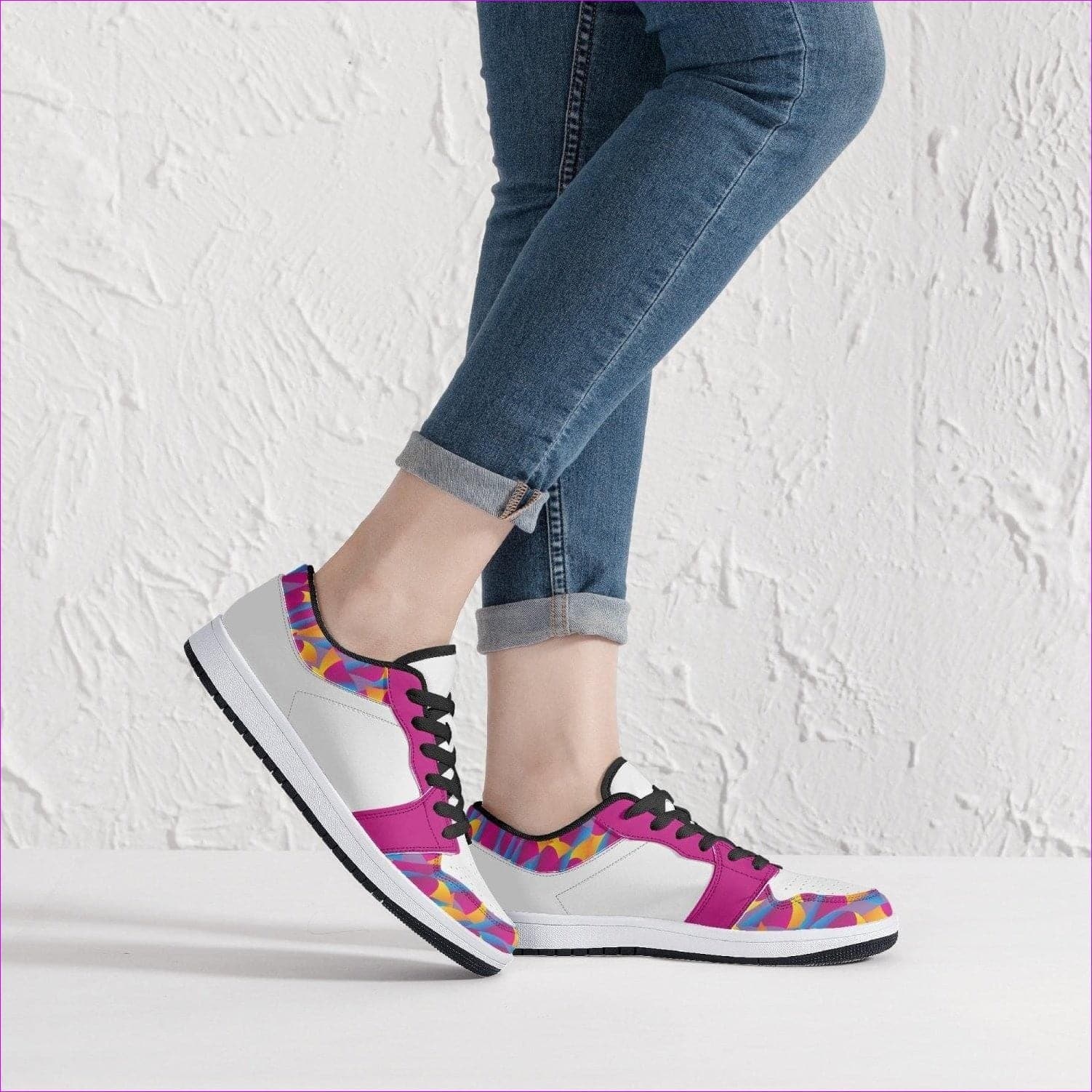 Vibrant Thang Low-Top Leather Sneakers - White/Black - women's shoe at TFC&H Co.