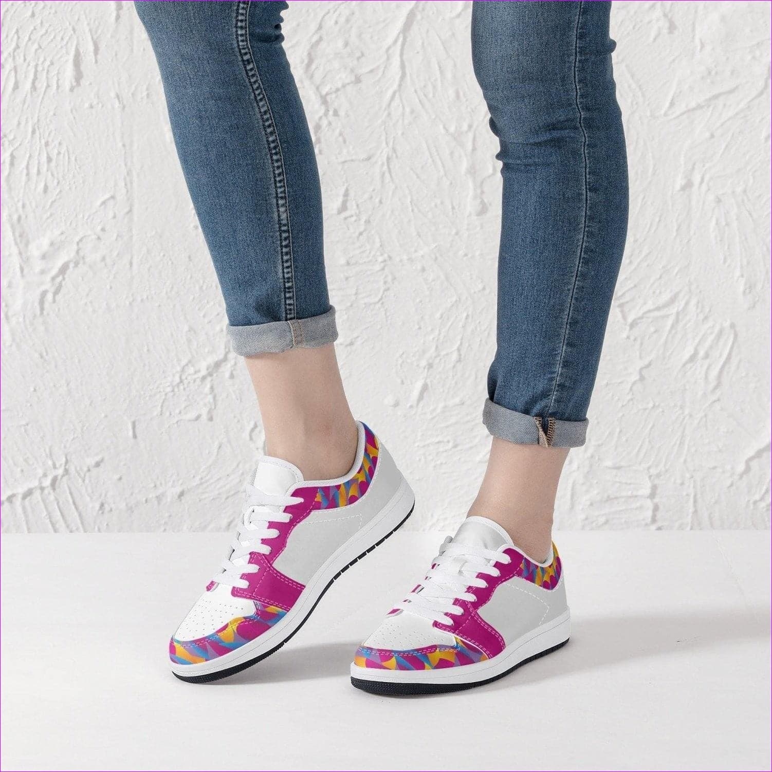 - Vibrant Thang Low-Top Leather Sneakers - White/Black - womens shoe at TFC&H Co.