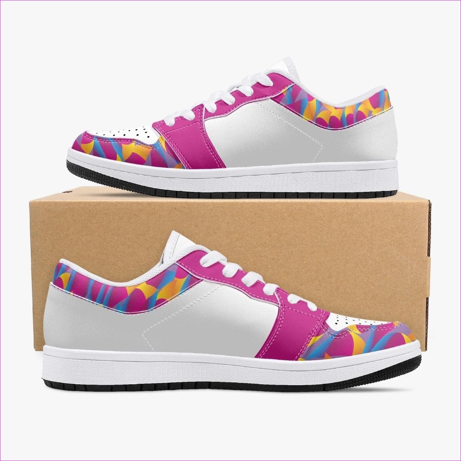 Vibrant Thang Low-Top Leather Sneakers - White/Black - women's shoe at TFC&H Co.