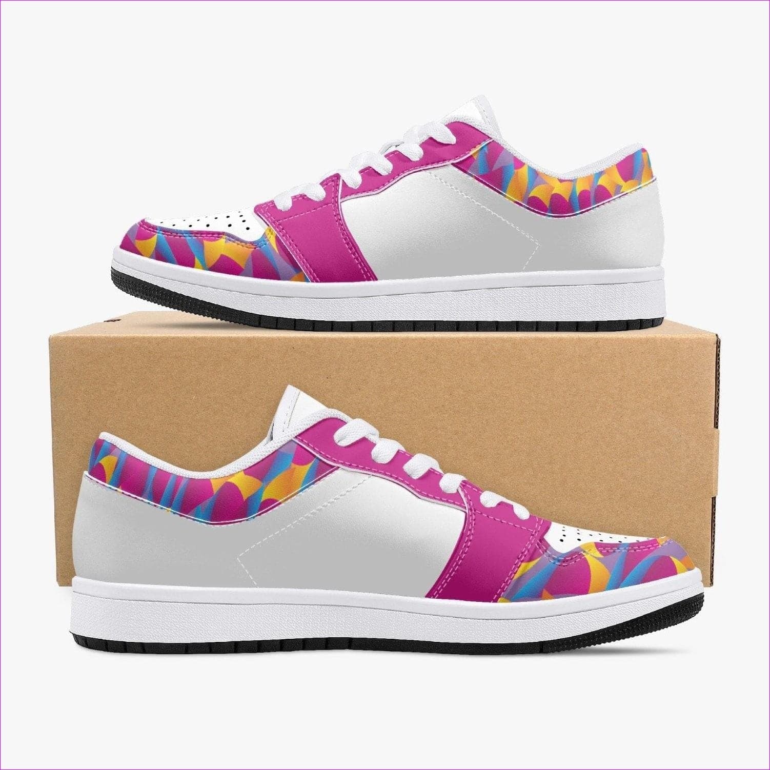 - Vibrant Thang Low-Top Leather Sneakers - White/Black - womens shoe at TFC&H Co.