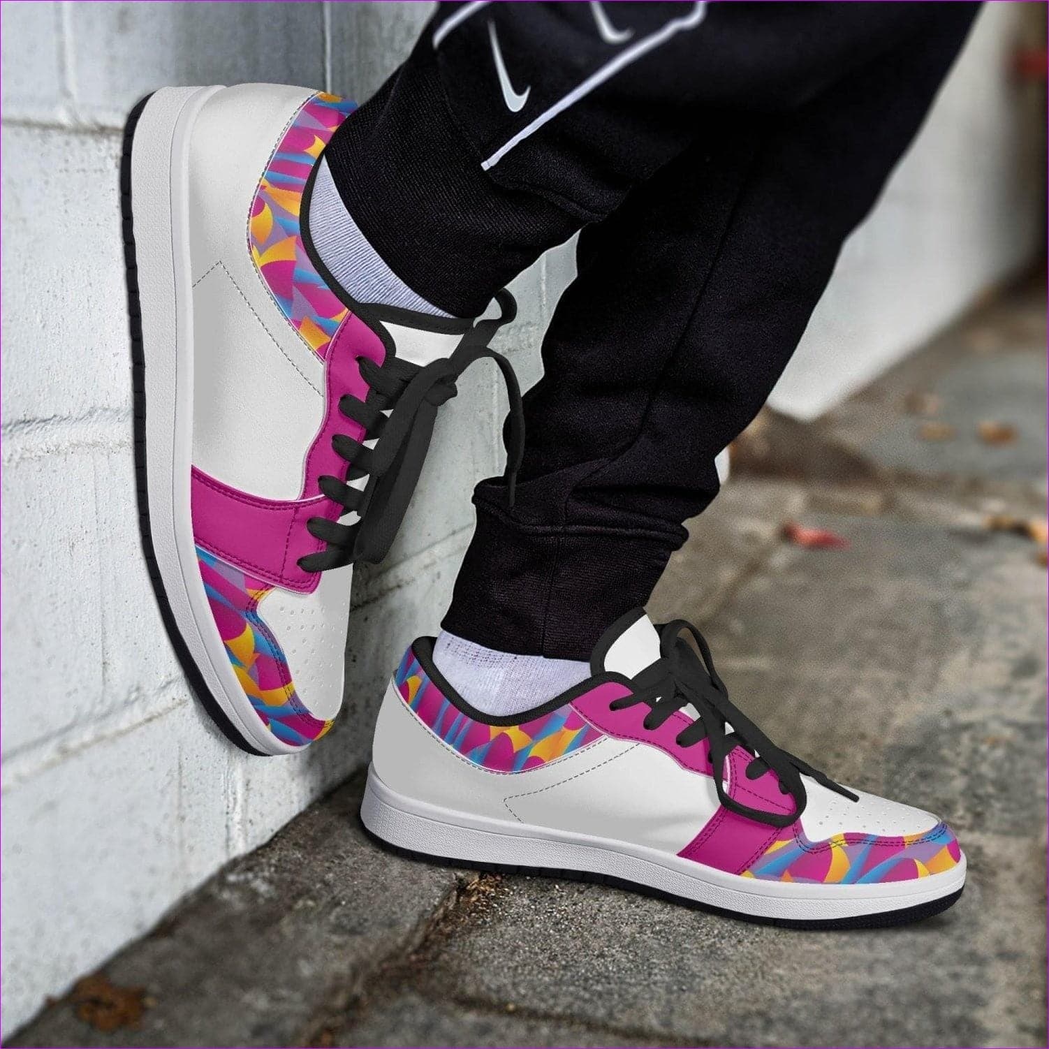 Vibrant Thang Low-Top Leather Sneakers - White/Black - women's shoe at TFC&H Co.
