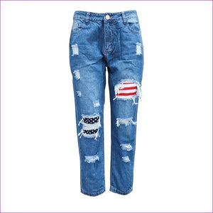 - Vintage Stars and the Stripes Distressed Ripped Patch Jeans - womens jeans at TFC&H Co.