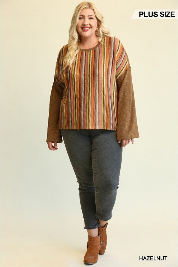 - Vivid Stripes Knit Loose Top Voluptuous (+) Plus Size- 3 colors - Ships from The US - womens shirt at TFC&H Co.