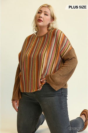 - Vivid Stripes Knit Loose Top Voluptuous (+) Plus Size- 3 colors - Ships from The US - womens shirt at TFC&H Co.