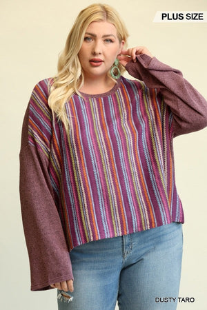DUSTY TARO - Vivid Stripes Knit Loose Top Voluptuous (+) Plus Size- 3 colors - Ships from The US - womens shirt at TFC&H Co.