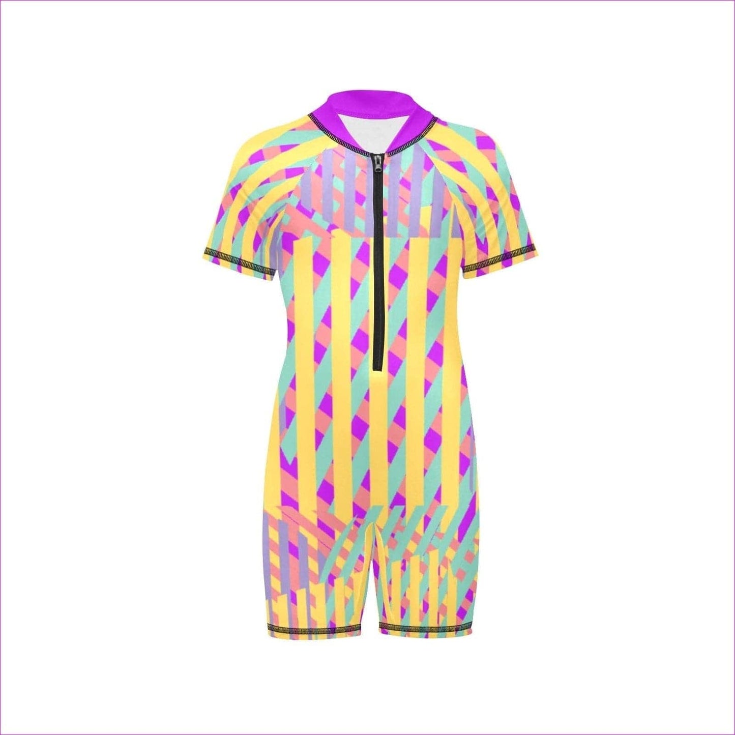 Vivid Weaved Girls Short Sleeve One-Piece Swimsuit - kid's swimsuit at TFC&H Co.