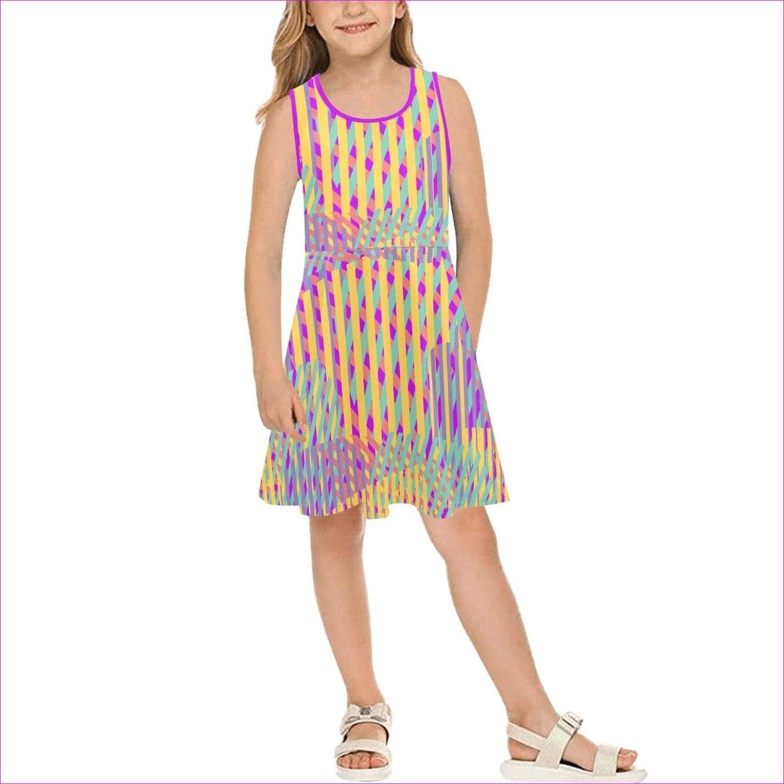 Vivid Weaved Girls Sleeveless Sundress - girl's dress at TFC&H Co.