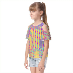 - Vivid Weaved Kids Cold Shoulder T-shirt With Ruffle Sleeves - kids shirt at TFC&H Co.