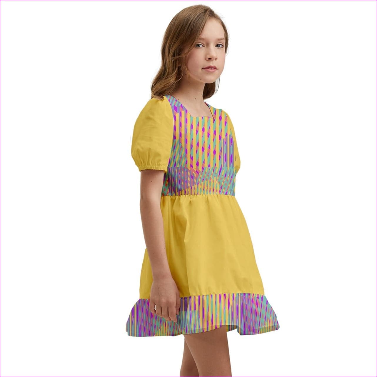 Vivid Weaved Kids Girls Short Sleeve Dolly Dress - kid's dress at TFC&H Co.