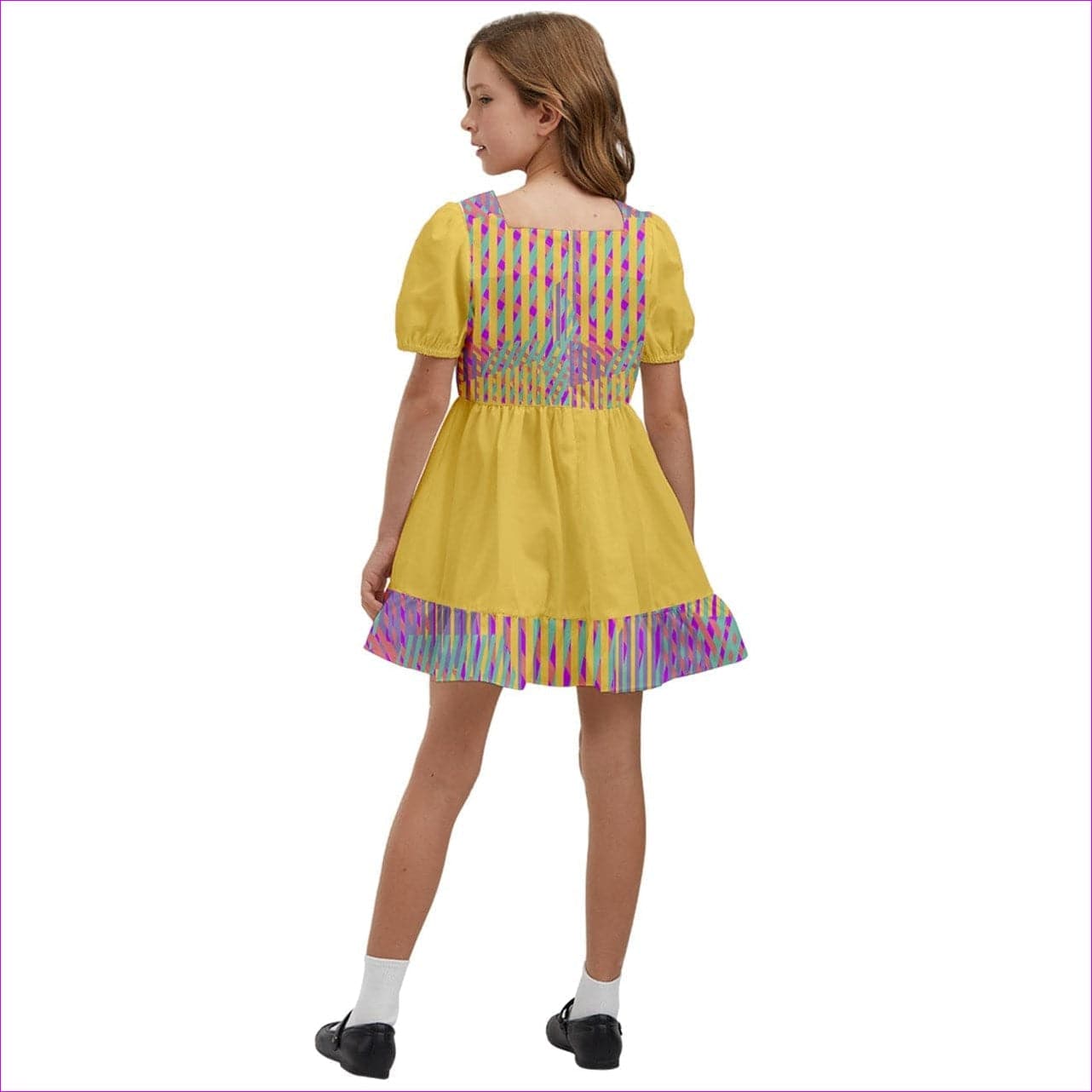 - Vivid Weaved Kids Girls Short Sleeve Dolly Dress - kids dress at TFC&H Co.