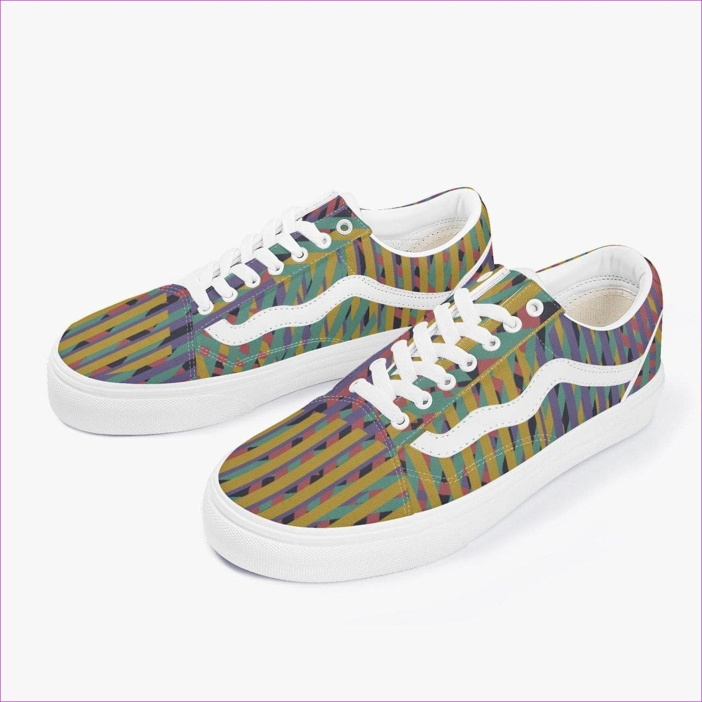 Vivid Weaved Trendy Low-Top Canvas Sneakers - women's low-top canvas shoe at TFC&H Co.