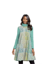 multi-colored - Washed Women's High Neck Dress With Long Sleeve - womens dress at TFC&H Co.