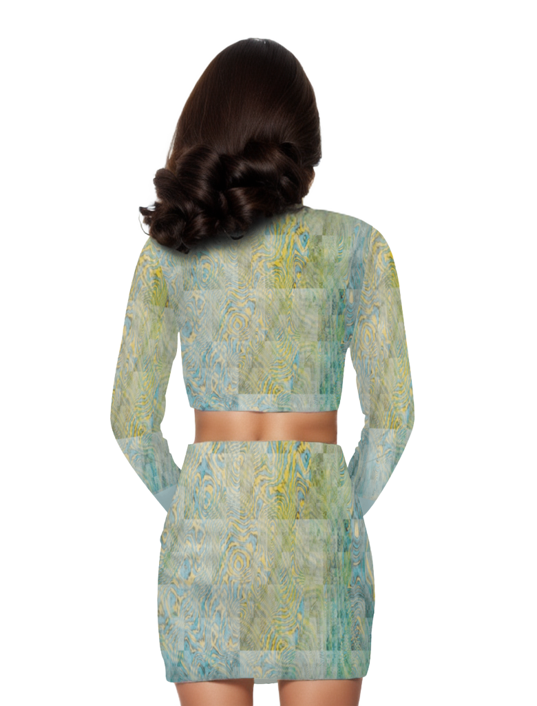 Washed Women's Two Piece Outfits Long Sleeve Zip Up Top and Short Skirt Set - women's top & skirt set at TFC&H Co.