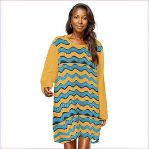 multi-colored - Wave Women's Loose Crew Neck Dress - womens dress at TFC&H Co.