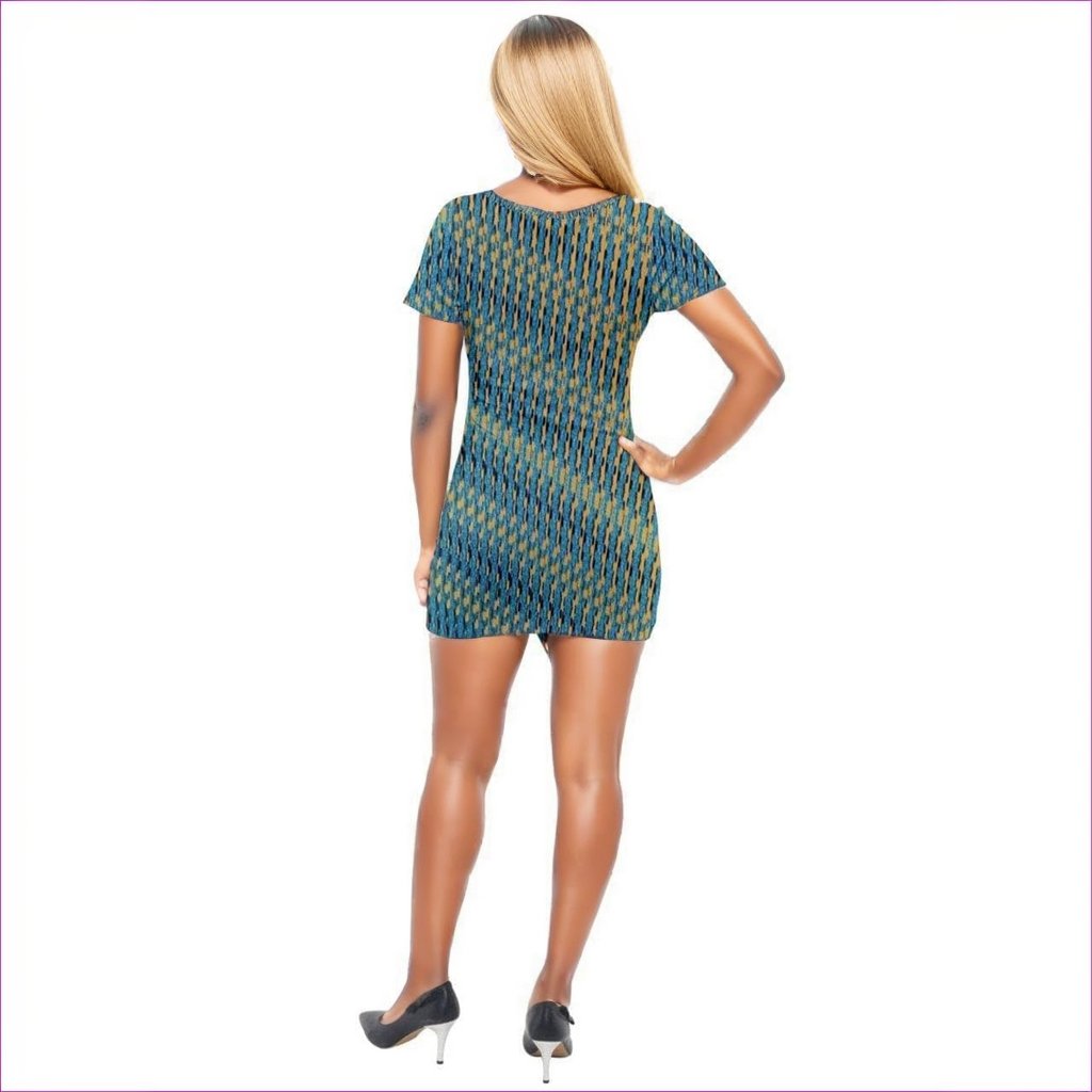 Weaved Short Sleeve Asymmetric Mini Dress - women's dress at TFC&H Co.